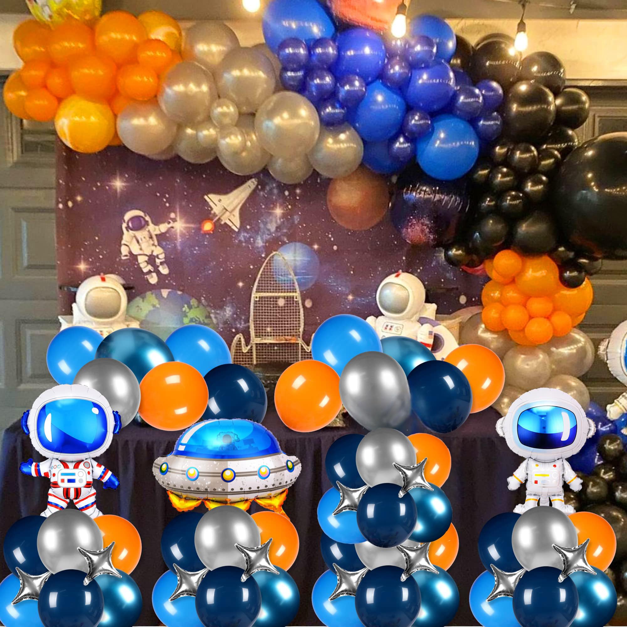 Outer Space Party Balloons - Astronaut, Spaceship, UFO & Solar System Decorations for Galaxy Themed Birthday Parties (Blue, Orange, Silver) | Perfect for Space-Themed Events, Kids Birthdays & Classroom Decor