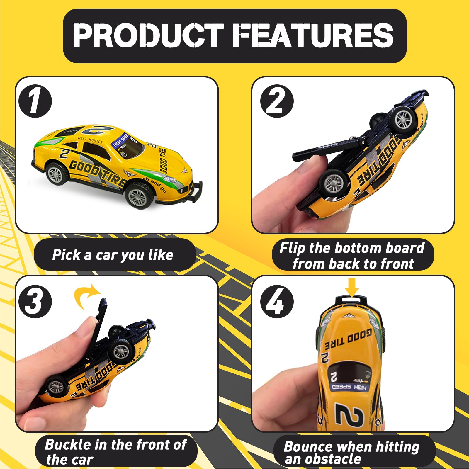 18-Piece Stunt Pull Back Cars Toys Set - 1:64 Jumping Flip Die-Cast Metal Mini Race Cars with Storage Case & Online Games - Best Gift for Kids 3+ Years (Boys & Girls) - Perfect for Birthday Parties, Playtime & Collecting