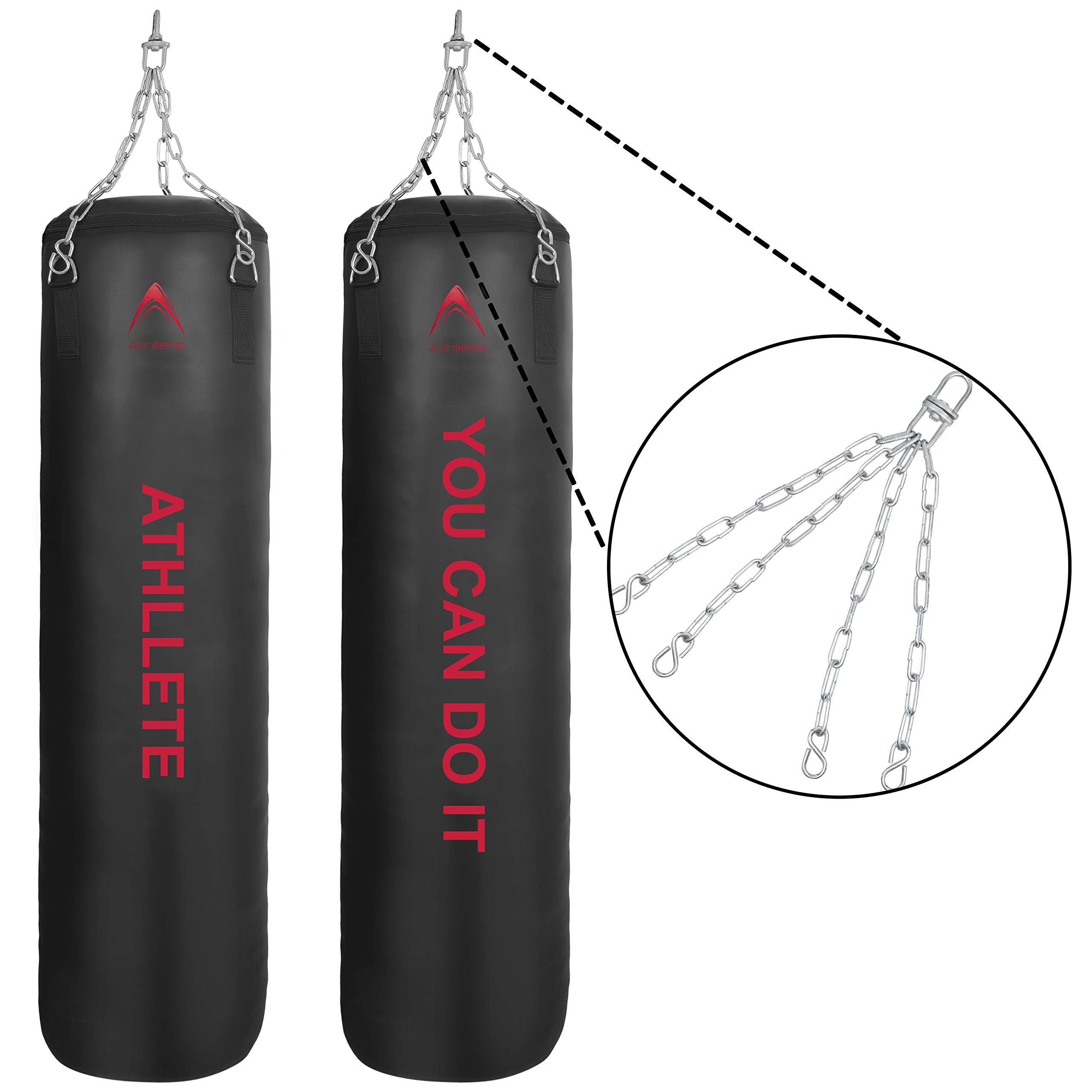 UNFILLED Heavy Punching Bag Set 4FT 5FT 6FT for Boxing MMA Muay Thai Training with Hanging Chain & Punch Mitts - Perfect for Home Gym, Martial Arts Practice, and Professional Fighter Workouts
