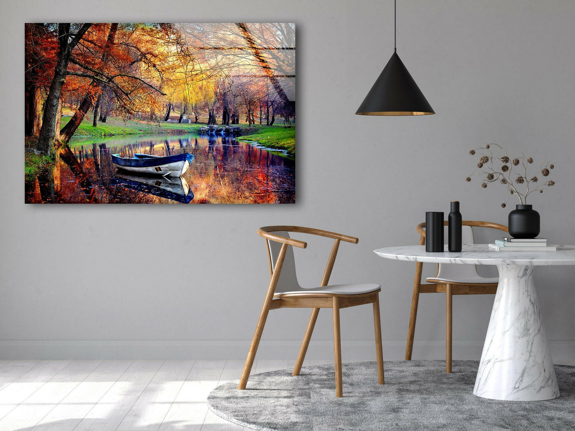 Stunning Autumn Landscape Glass Wall Art - Handmade Home Decor for Living Room, Bedroom & Office - Perfect Seasonal Gift for Fall
