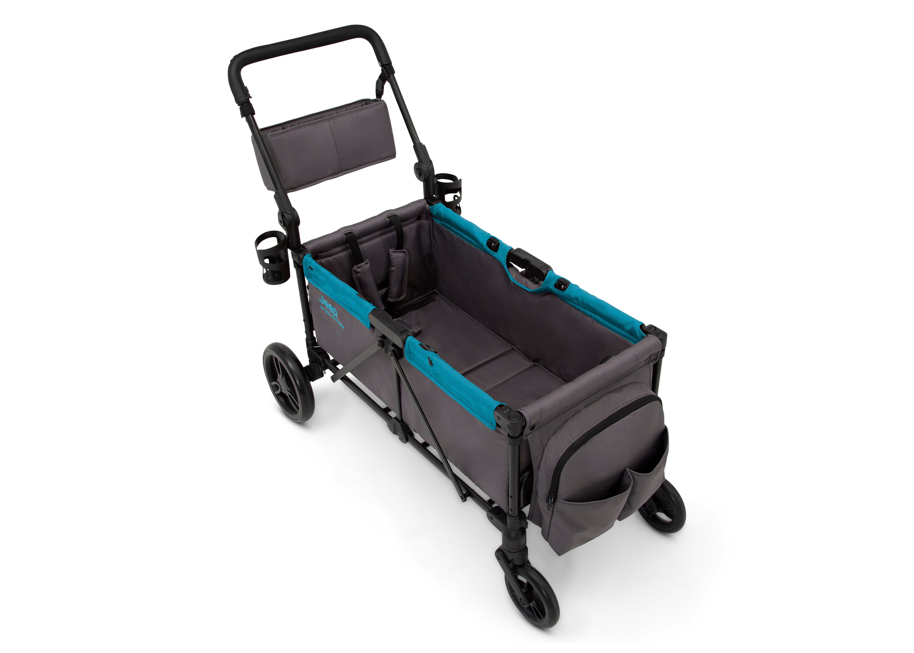 Jeep Sport All-Terrain Stroller Wagon for Kids - Heavy Duty 4-Wheel Push Wagon with Canopy & Storage | Perfect for Beach, Park, Camping & Outdoor Adventures