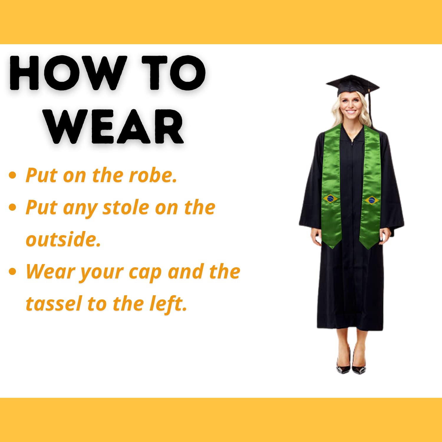 USA & International Flag Graduation Stole - Satin Graduation Sash for Graduates | Perfect for High School & College Commencement Ceremonies