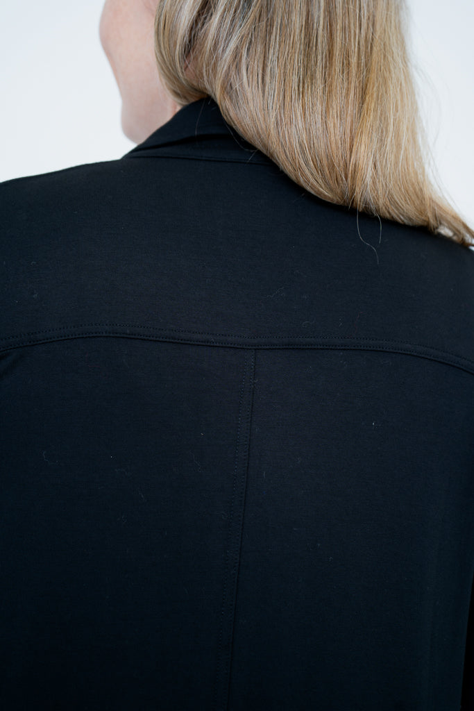 Lois Duster Coat - Black Bamboo Fabric - Stylish Outerwear for Women - Perfect for Fall Fashion & Casual Outings