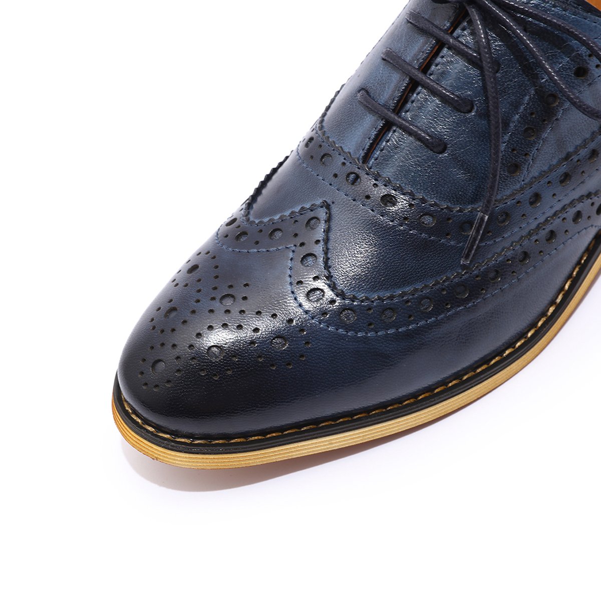 Stylish Women's Leather Wingtip Oxford Shoes - Perforated Lace-Up Brogue Design for Ladies | Perfect for Office, Casual Wear & Special Occasions