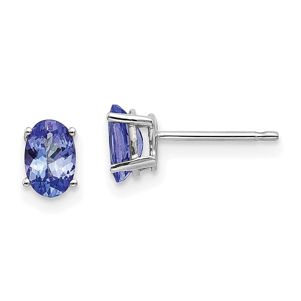 14K White Gold Blue Tanzanite Stud Earrings - December Birthstone Jewelry for Women, Elegant Gemstone Gifts for Her | Perfect for Anniversaries, Birthdays & Special Occasions