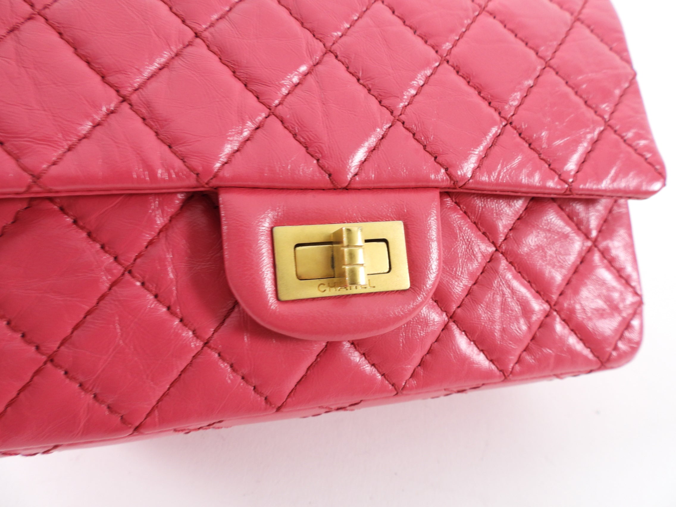 Authentic Chanel Hot Cherry Pink Aged Leather Mini 2.55 Reissue Flap Bag - Luxury Crossbody Purse for Women, Perfect for Date Night & Special Occasions