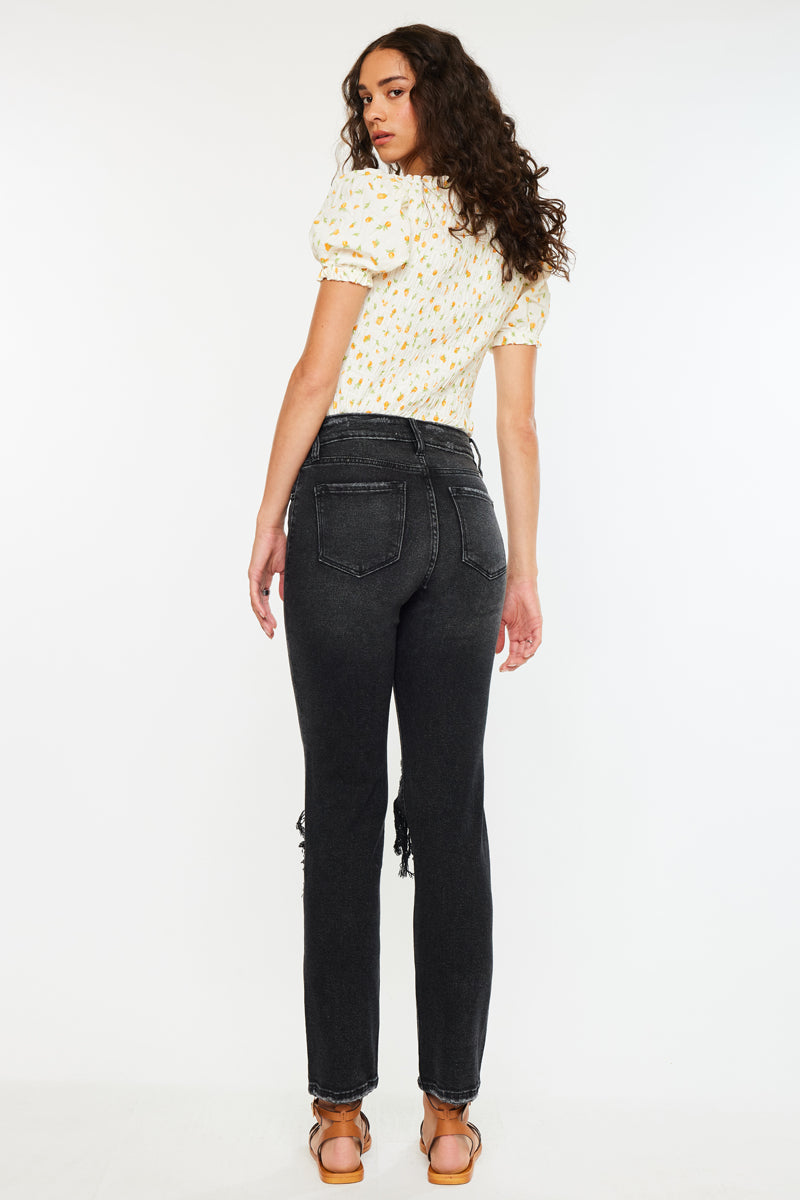 Norrine High Rise Slim Straight Leg Jeans for Women - Stretchy Denim Pants with Comfortable Fit - Perfect for Work, Casual Outfits & Everyday Wear