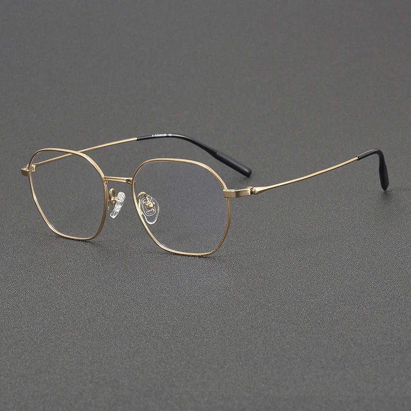 Stylish Unisex Black Titanium Polygon Full Rim Eyeglasses 81033 - Perfect for Work, Reading & Fashion Accessories