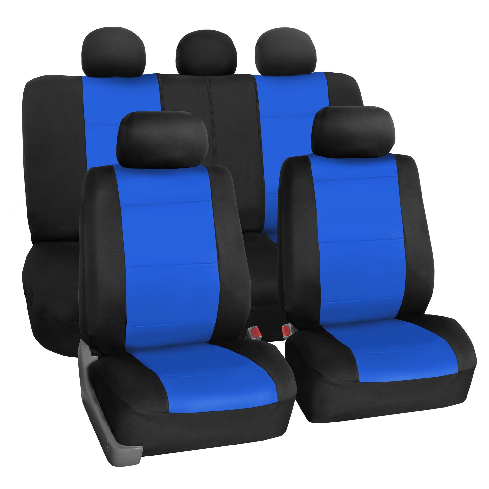 TLH Neoprene Blue Car Seat Covers Full Set - Universal Fit for Cars, Trucks & SUVs | Airbag Compatible, Waterproof Seat Protectors | Perfect for Daily Commute, Road Trips & Outdoor Adventures