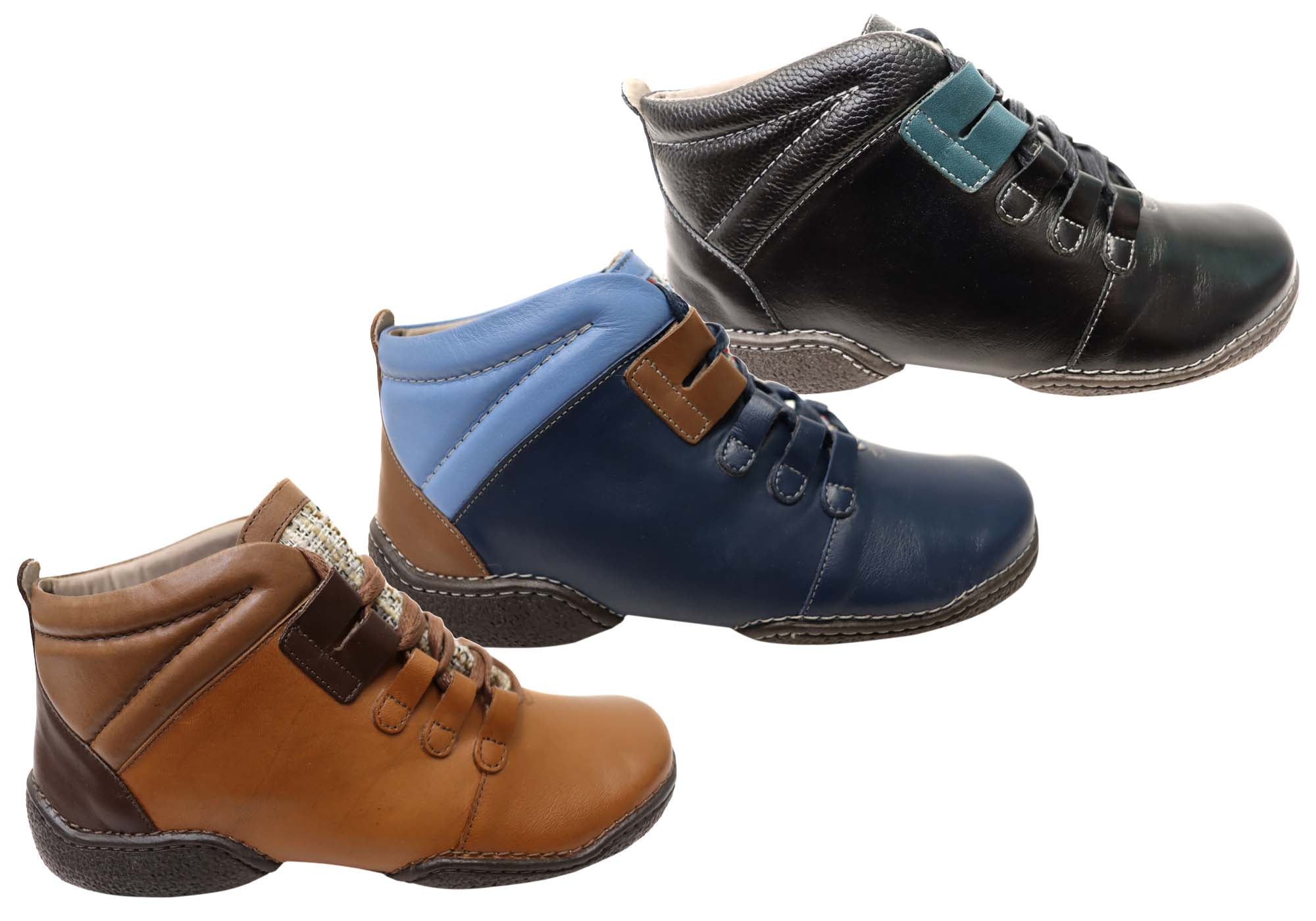 J Gean Women's Comfortable Leather Ankle Boots - Brazilian Made Amber Color Casual Shoes for Walking, Work & Everyday Wear