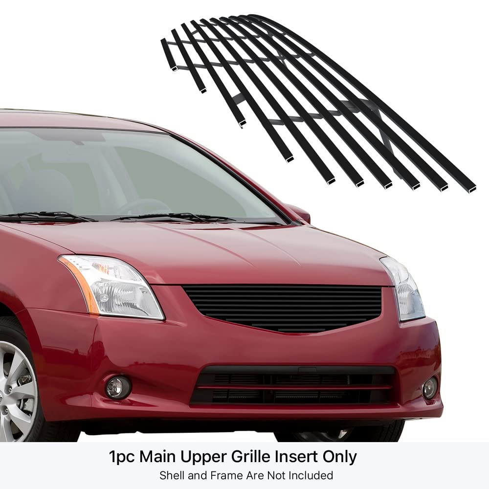 APS Replacement Main Upper Black Billet Front Grille for 2010-2012 Nissan Sentra | N86746H Compatible | Enhances Vehicle Appearance & Style for Daily Driving & Car Shows