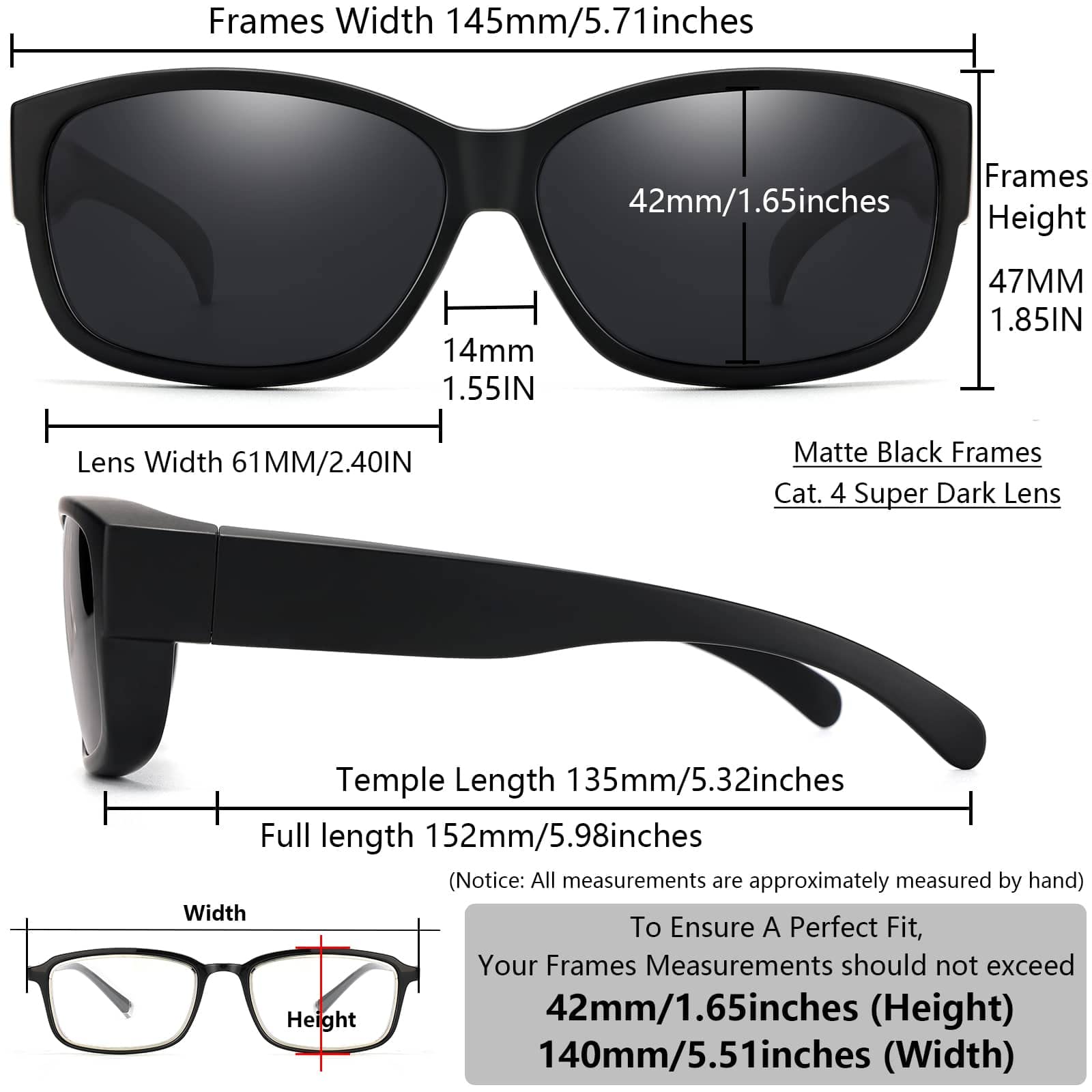 CAXMAN Polarized Fit Over Glasses Sunglasses for Men & Women - 100% UV Protection, Wrap-Around Style for Driving, Fishing & Outdoor Activities