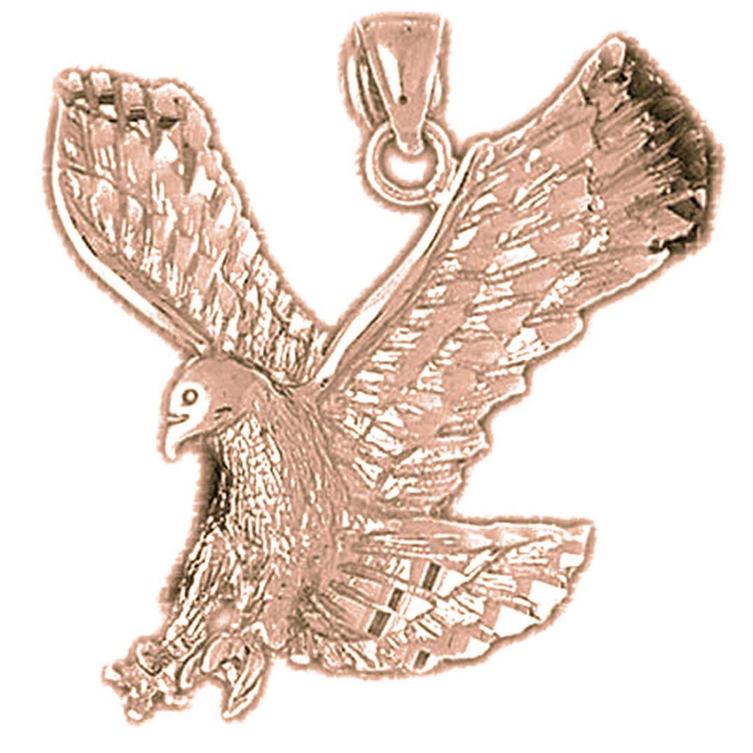 14K Solid Rose Gold Eagle Pendant Necklace - 32mm Handcrafted Jewelry for Men & Women | Perfect for Gifts, Everyday Wear & Special Occasions
