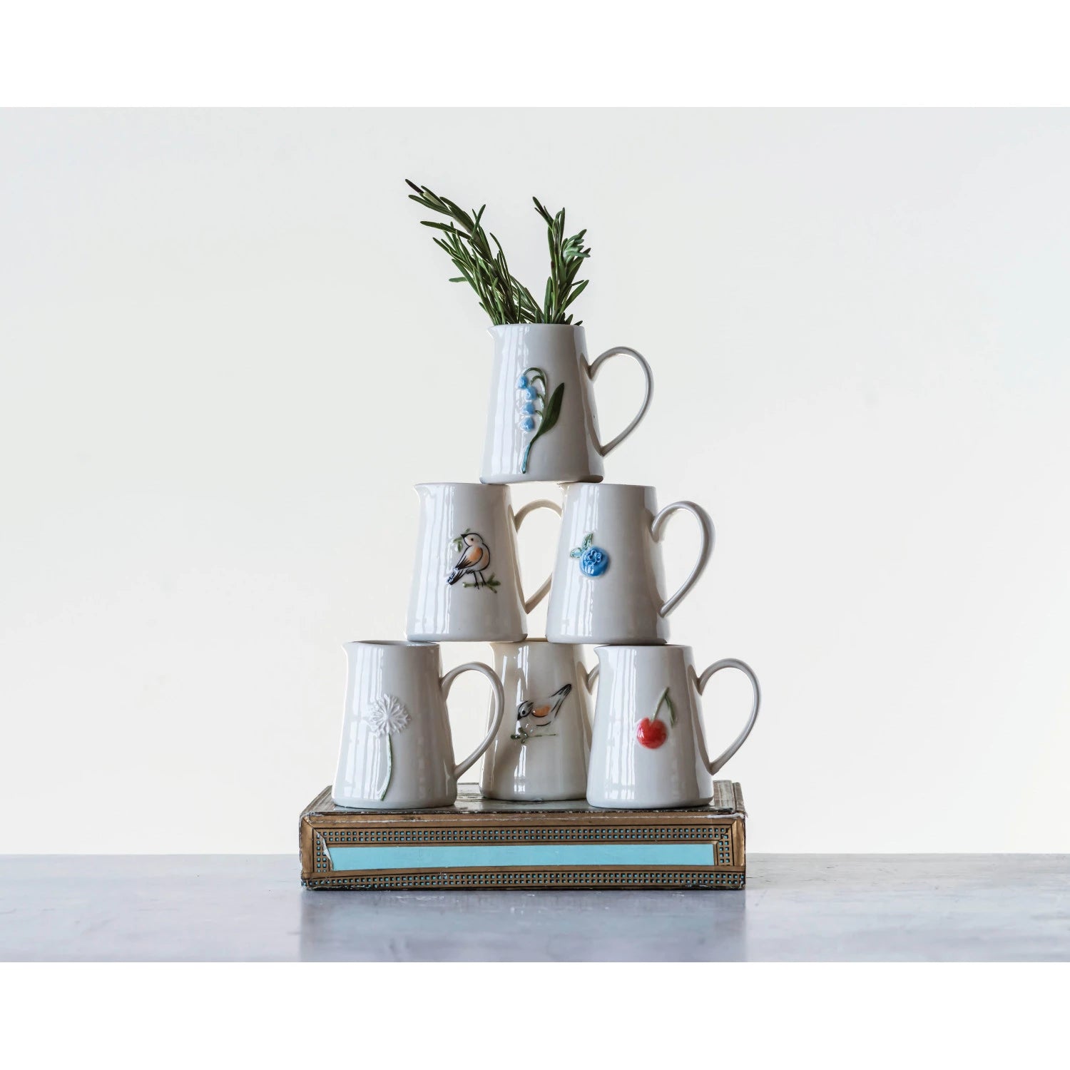 Embossed Mini Creamer Collection - Elegant Ceramic Creamer Set for Coffee & Tea - Perfect for Home, Office, and Restaurant Use