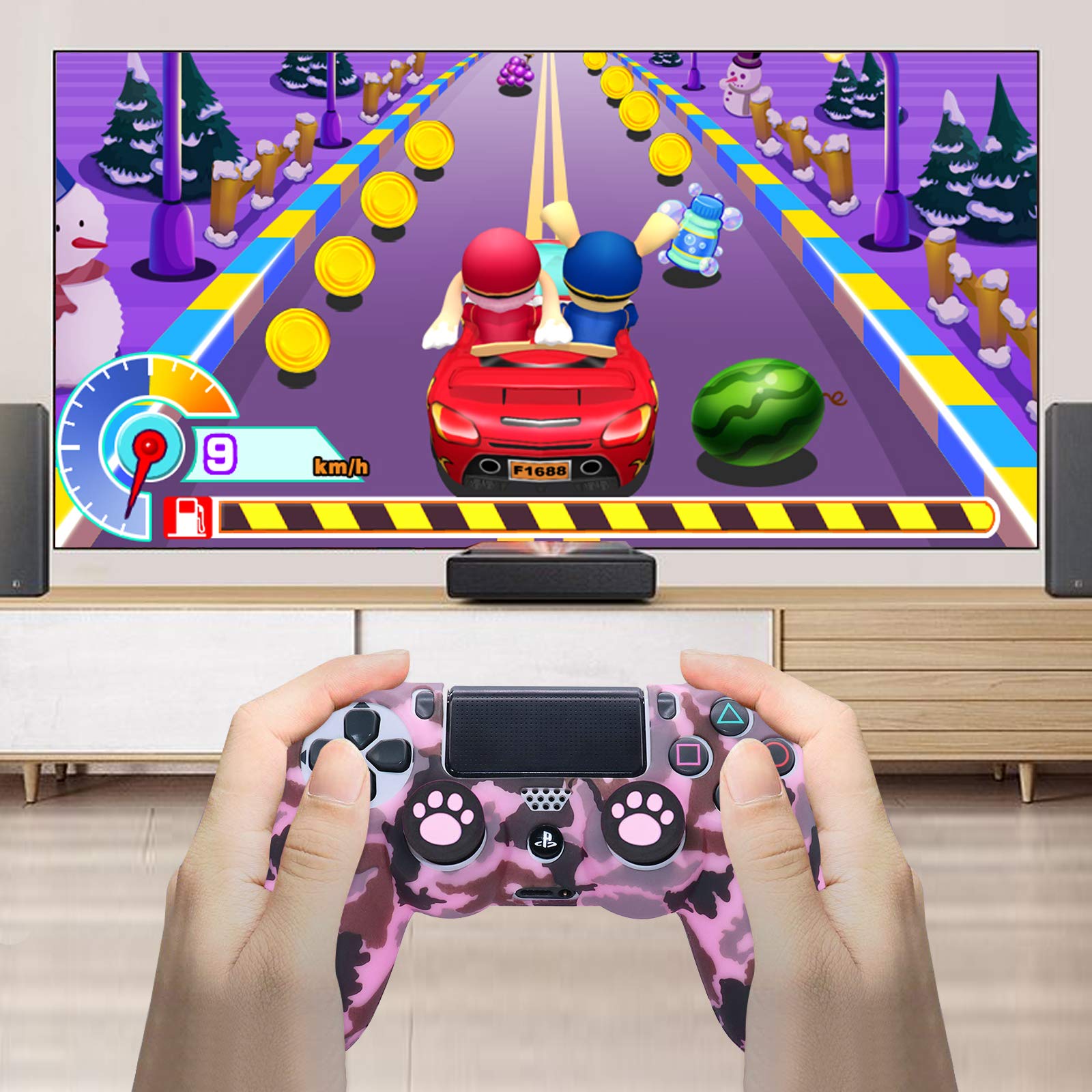 Pink Silicone PS4 Controller Skin Cover with 10 Thumb Grips - Compatible with PS4, PS4 Slim & PS4 Pro - Protective Gaming Accessory for Enhanced Grip & Comfort - Perfect for Long Gaming Sessions & Competitive Play