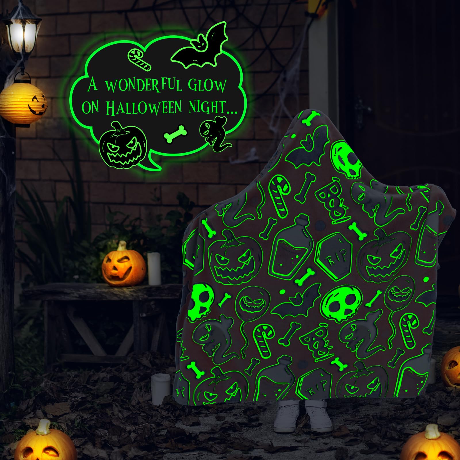 Halloween Pumpkin Fleece Throw Blanket - Soft Orange Cozy Blanket 60