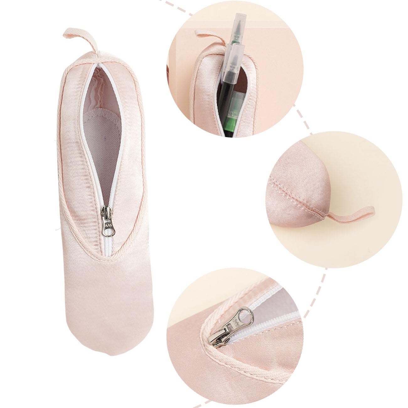 Pink Ballet Shoe Makeup Bag for Girls - Portable Cosmetic Travel Pouch for Ballerina Dance Class & Sleepover Parties