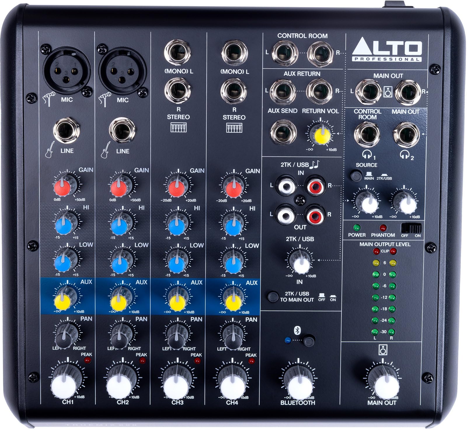 Alto TrueMix 600 Professional Audio Mixer with 2 XLR Mic Inputs, USB Interface & Bluetooth - Perfect for Podcasting, Live Music, Recording Studio, DJ Setup, PC & Mac Streaming | Home Studio & Church Sound System Solution