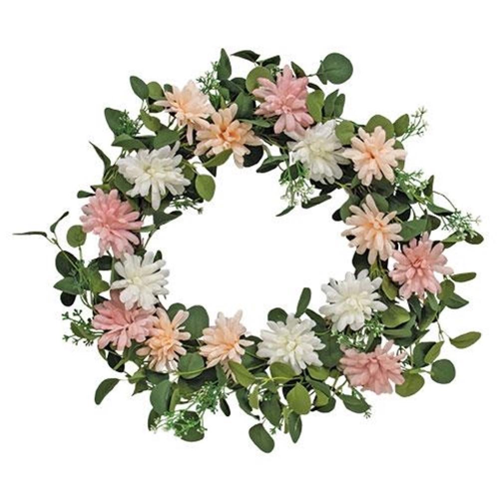 Pink Blush & White Spring Floral Eucalyptus Wreath - Elegant Home Door Decor for Spring & Summer Seasons - Perfect for Front Door, Wall Decor, and Wedding Decorations
