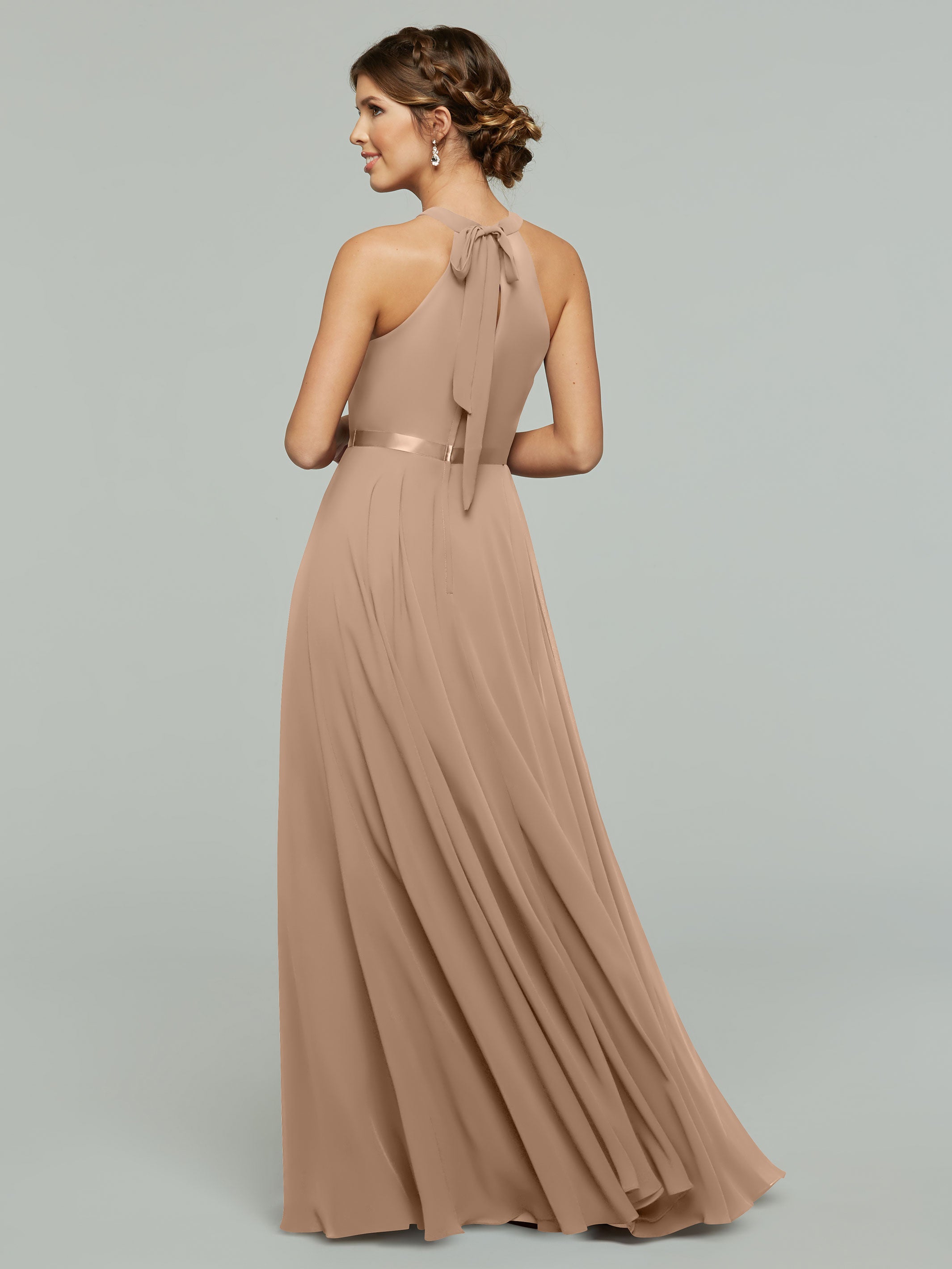 Elegant A-Line Chiffon Bridesmaid Dress with Halter Neckline - Perfect for Weddings, Formal Events & Special Occasions