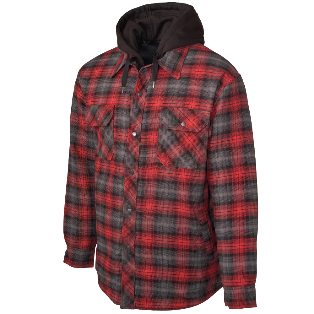 Tough Duck Quilt Lined Hooded Flannel Jacket WS06 - Heavy Duty Workwear for Men, Warm Winter Coat with Hood for Construction, Farming & Outdoor Activities