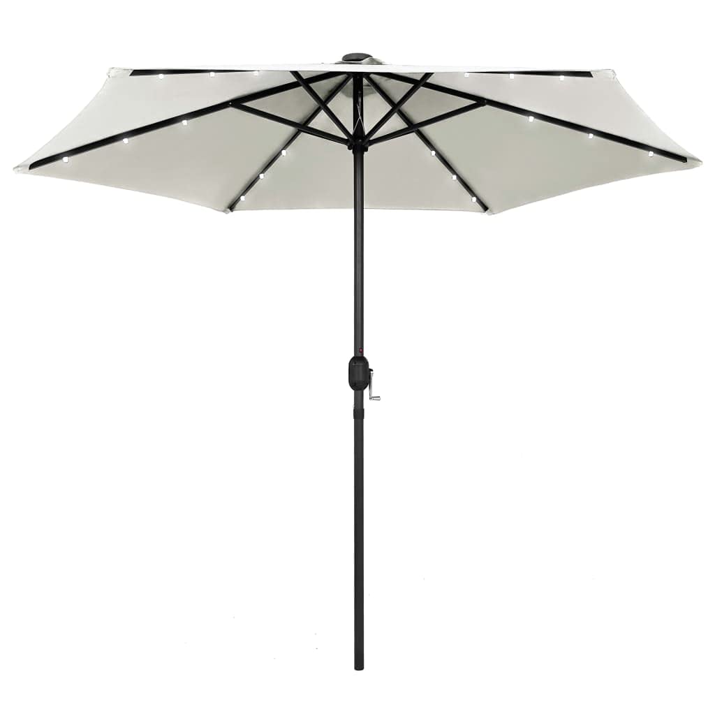 TOPINCN 2.7m Windproof Solar LED Patio Umbrella - Easy Open/Close, Waterproof Sand White Outdoor Umbrella with Solar Lights for Garden, Backyard, Poolside | Perfect for Summer BBQs, Beach Parties & Outdoor Dining