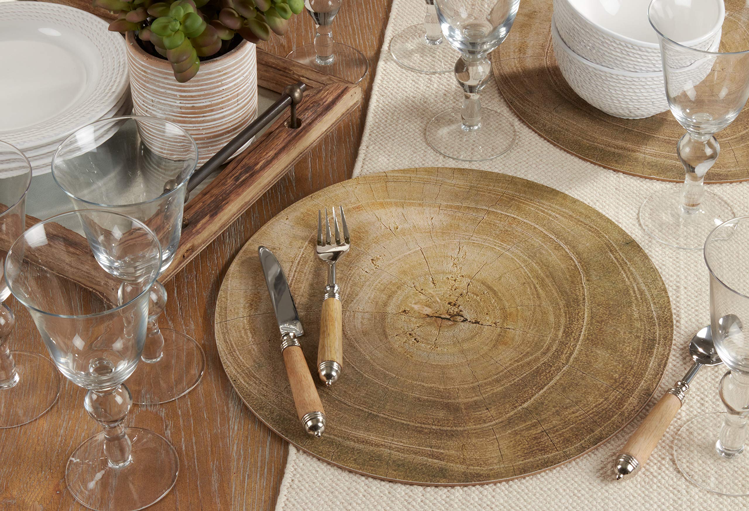 Eco-Friendly Wood Print Placemats Set of 4 - Natural Wood Grain Table Mats for Dining, Kitchen, and Home Decor - Perfect for Dinner Parties, Holidays, and Everyday Use