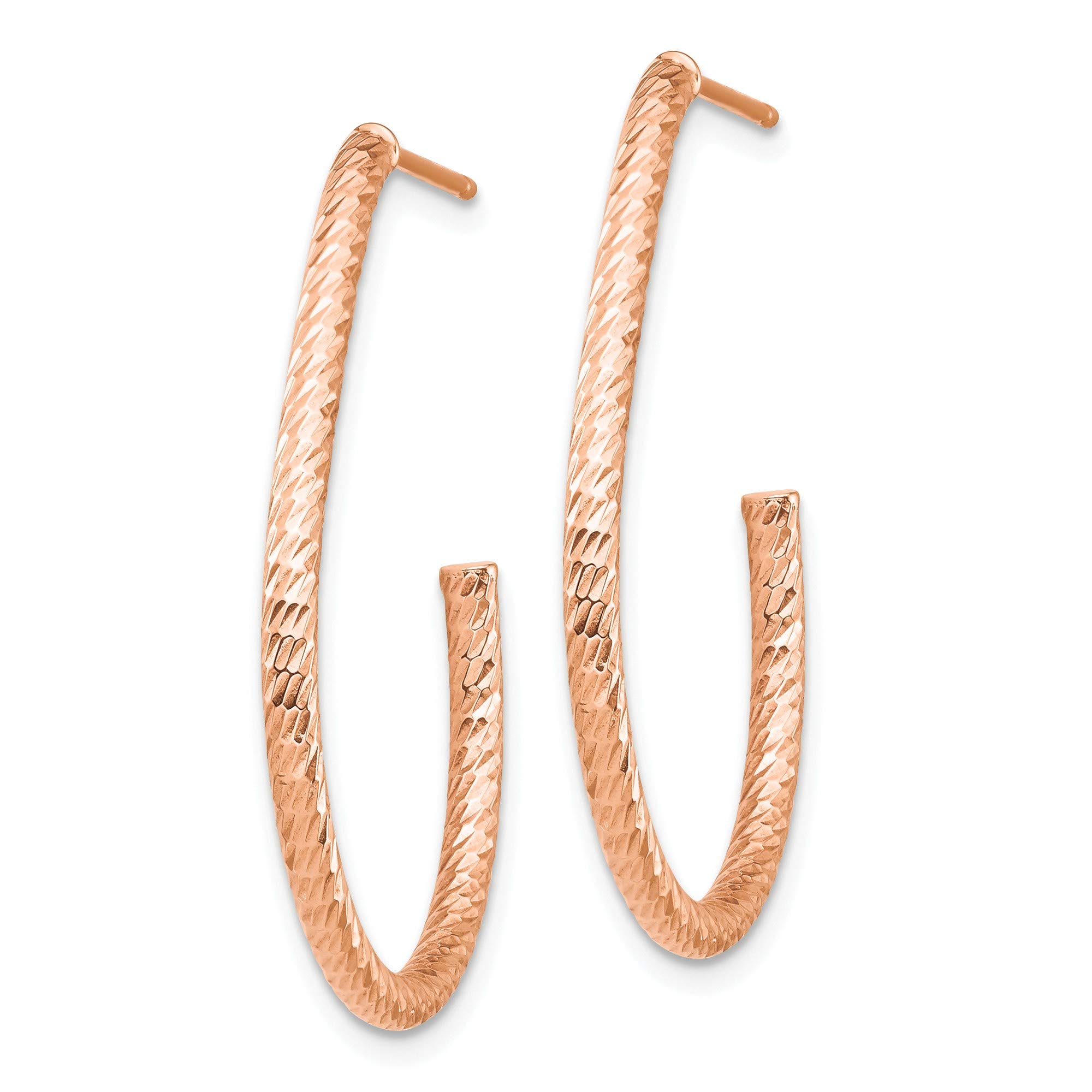 14k Rose Gold Diamond-Cut Dangle Earrings for Women - Elegant Polished Post Earrings for Parties, Weddings & Special Occasions