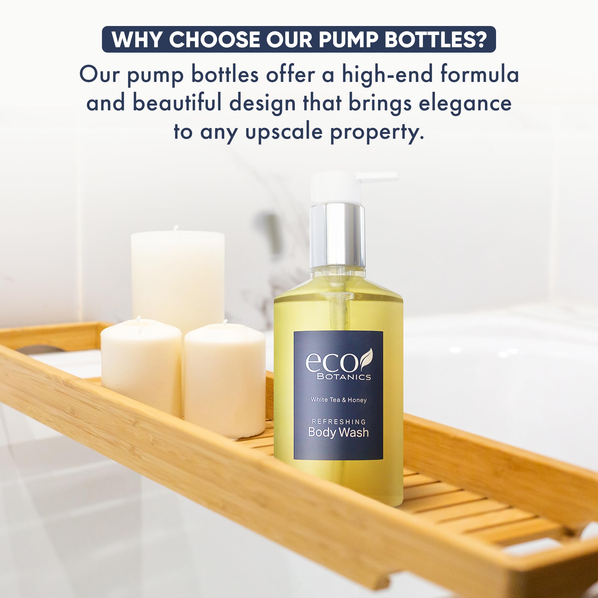 Terra Pure Eco Botanics Body Wash - White Tea & Honey Scent, 10.14 oz (Pack of 24) | Natural & Organic Hotel Amenities for Spa, Travel & Luxury Bathing