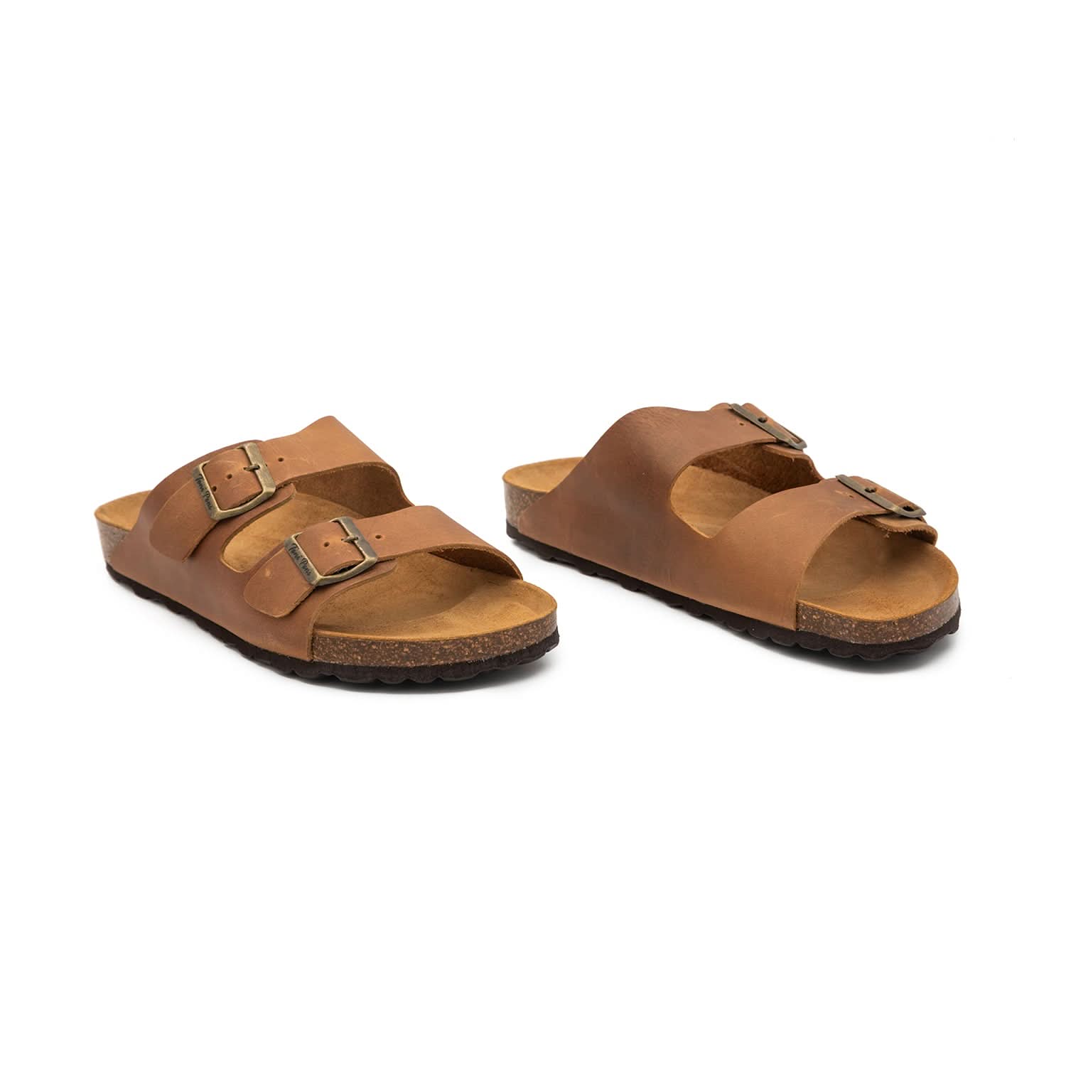 Men's Plain Leather Open Toe Sandals - Comfortable Casual Summer Slide Sandals for Beach, Pool & Outdoor Wear - Ger PE