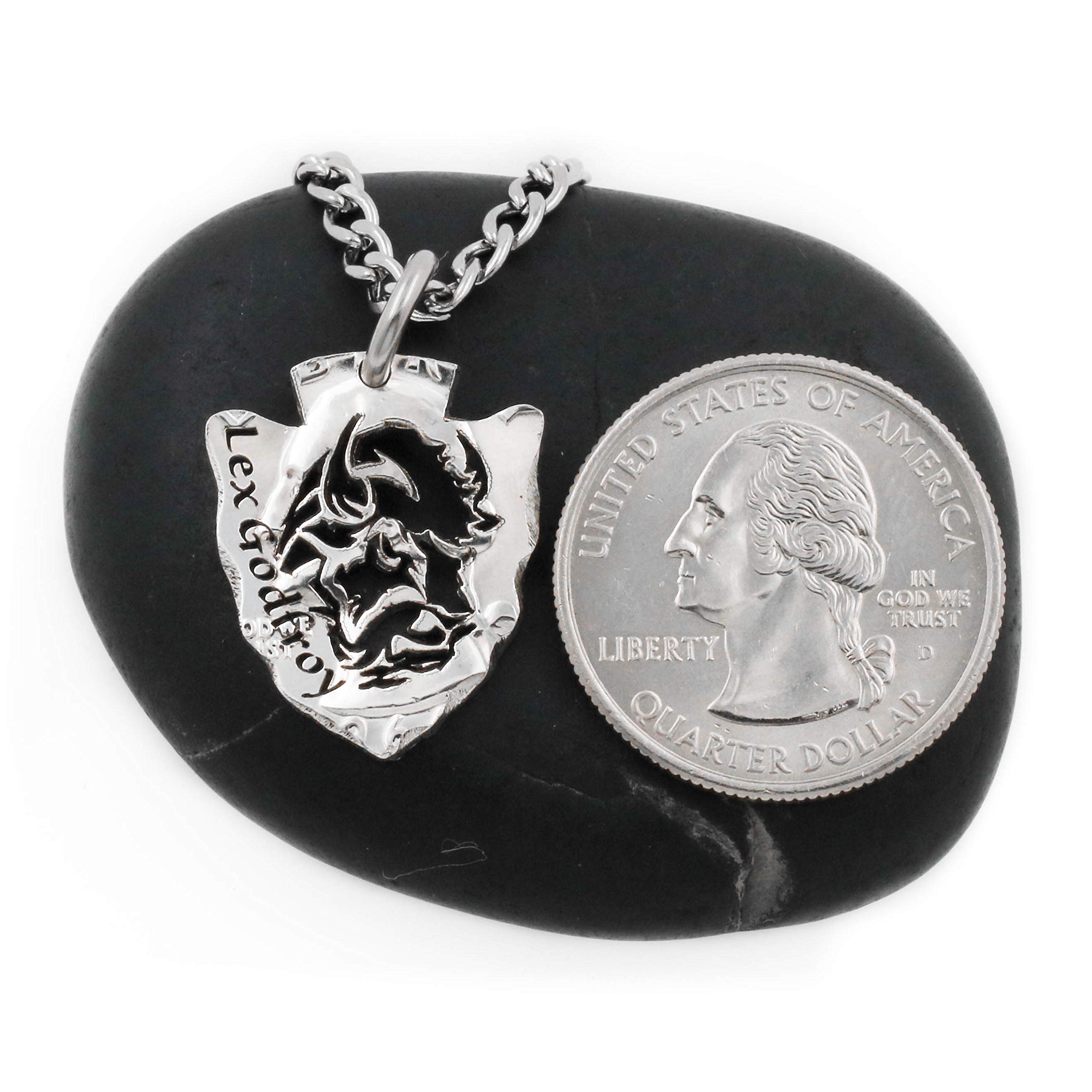 Personalized Buffalo Arrowhead Necklace - Handmade Native American Bison Jewelry with Custom Name Engraving | Wyoming Grand Tetons Inspired US Coin Pendant - Perfect for Western Fashion, Boho Outfits & Spiritual Gifts