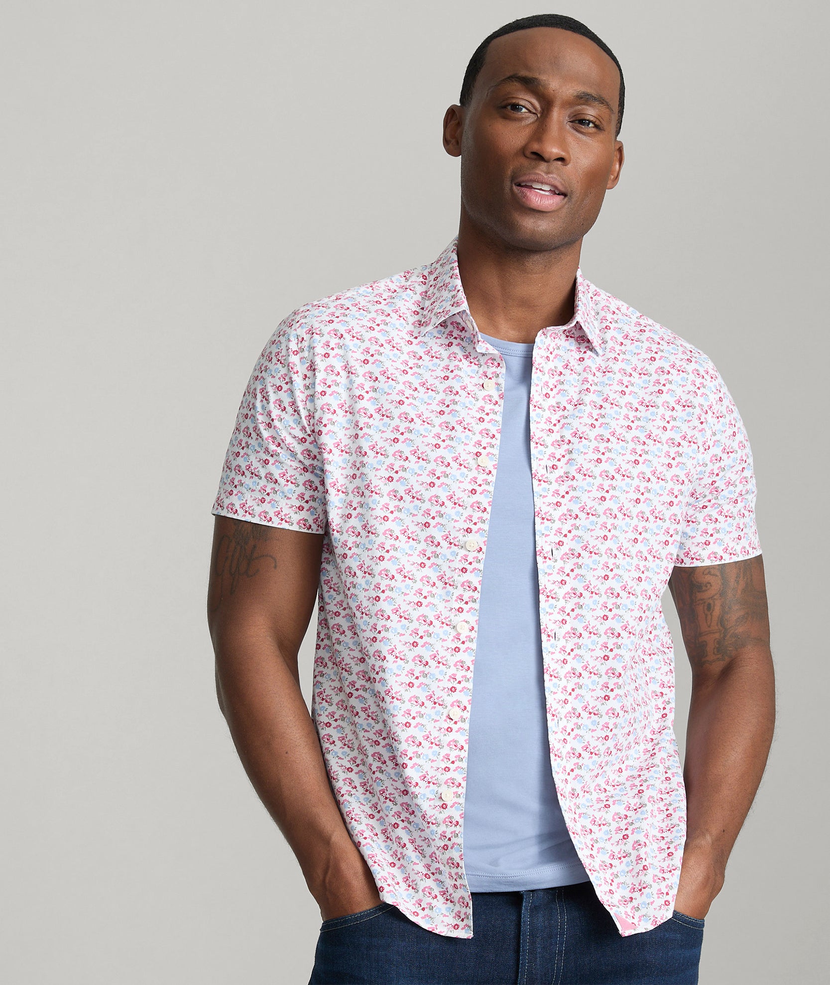 Stretch Cotton Short Sleeve Sanchez Shirt - Comfortable & Breathable Men's Casual Top for Summer Outings & Beach Vacations
