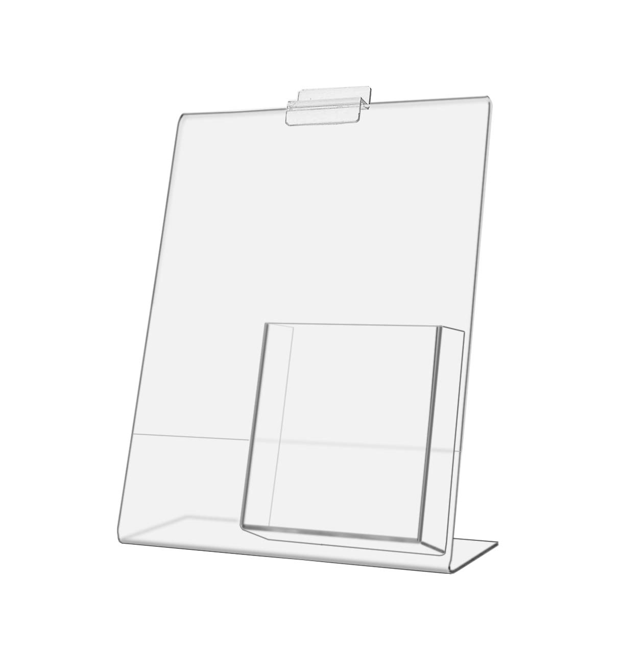 24-Pack Slatwall Sign Holders 8.5x11 Inches with Tri-Fold Brochure Holder - Space Saving Literature Display for Retail Stores, Trade Shows & Office Organization