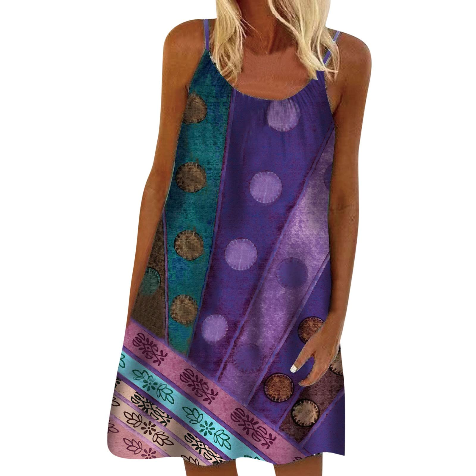 Plus Size Women's Boho Floral Maxi Dress - Sleeveless Summer Beach Kaftan for Casual & Cocktail Wear | Perfect for Vacations, Parties & Outdoor Events