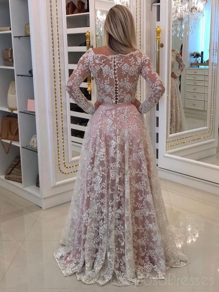 Elegant Long Sleeve Lace Off-Shoulder A-Line Prom Dress for Evening Gowns & Special Occasions | Custom Made Formal Dresses for Weddings, Parties & Quinceañeras