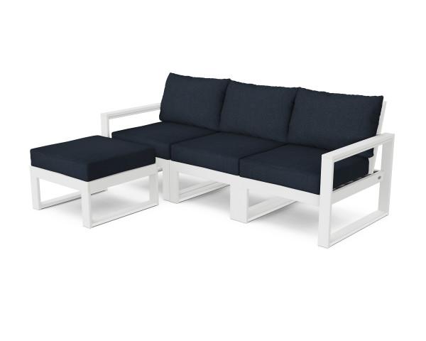 Polywood EDGE 4-Piece Modular Deep Seating Set with Ottoman - Outdoor Patio Furniture for Backyard, Poolside & Garden Relaxation