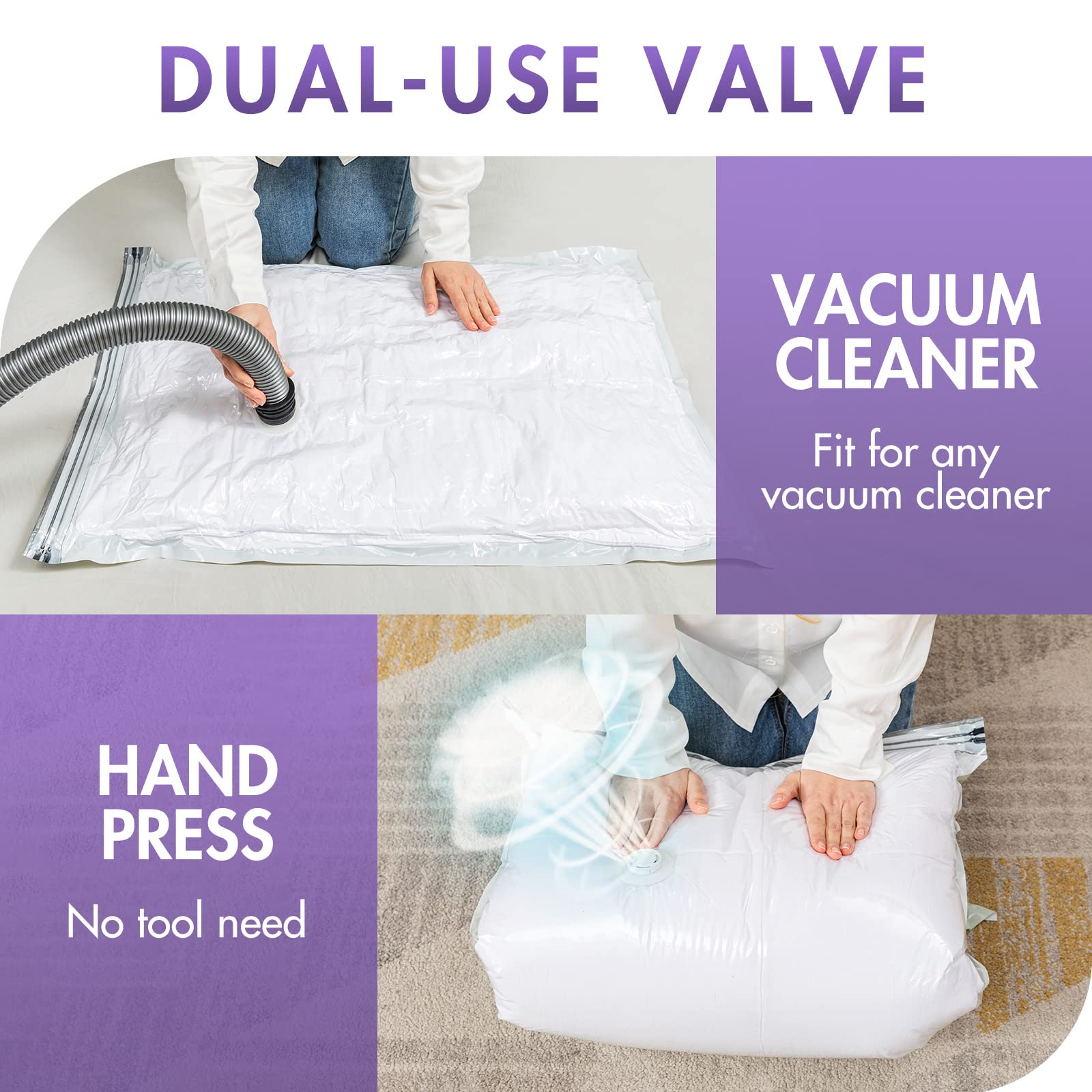 TAILI 12 Pack Vacuum Storage Bags Set (4 Jumbo, 4 Large, 4 Medium) - Space Saving Vacuum Seal Bags for Clothes, Bedding, Comforters & Blankets | Closet Organizer for Seasonal Storage & Travel Packing