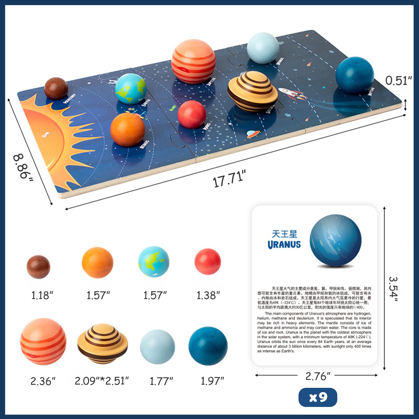 Wooden Solar System Model Board - Montessori STEM Space Learning Toy with 3D Planets for Kids Ages 4-8 | Educational Science Puzzle for Preschool Boys & Girls | Perfect for Classroom, Homeschool & Astronomy Enthusiasts