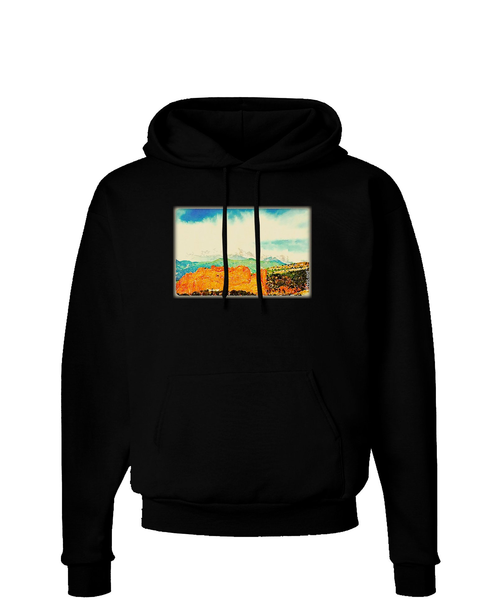 TooLoud CO Beautiful View Watercolor Dark Hoodie Sweatshirt - Stylish Unisex Pullover for Streetwear & Casual Outfits | Perfect for Urban Fashion, College Campus, and Cool Weather Layering