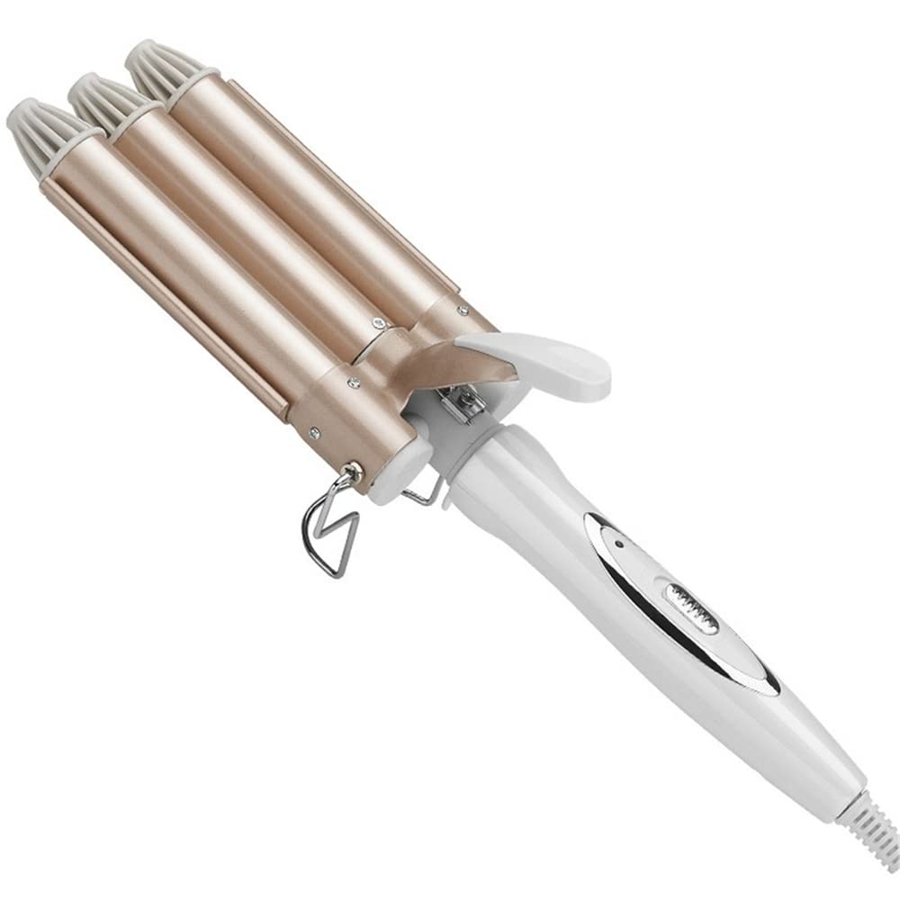 Lvyaakk 3 Barrel Curling Iron Wand - Egg Curling Iron with Ceramic Coating & Auto Temperature Control | Long Power Cord Hair Styler for Beach Waves, Loose Curls & Vintage Hairstyles | Perfect for Home Use, Salon Styling & Special Occasions