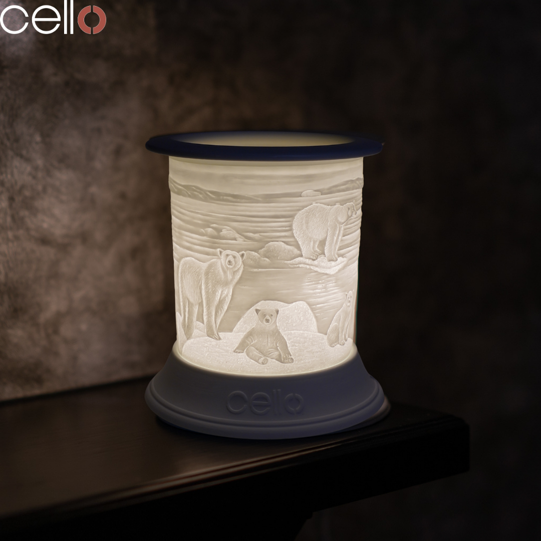 Cello Electric Wax Warmer - Porcelain Polar Bear Design for Home Aromatherapy | Perfect for Living Room, Bedroom, and Office Decor