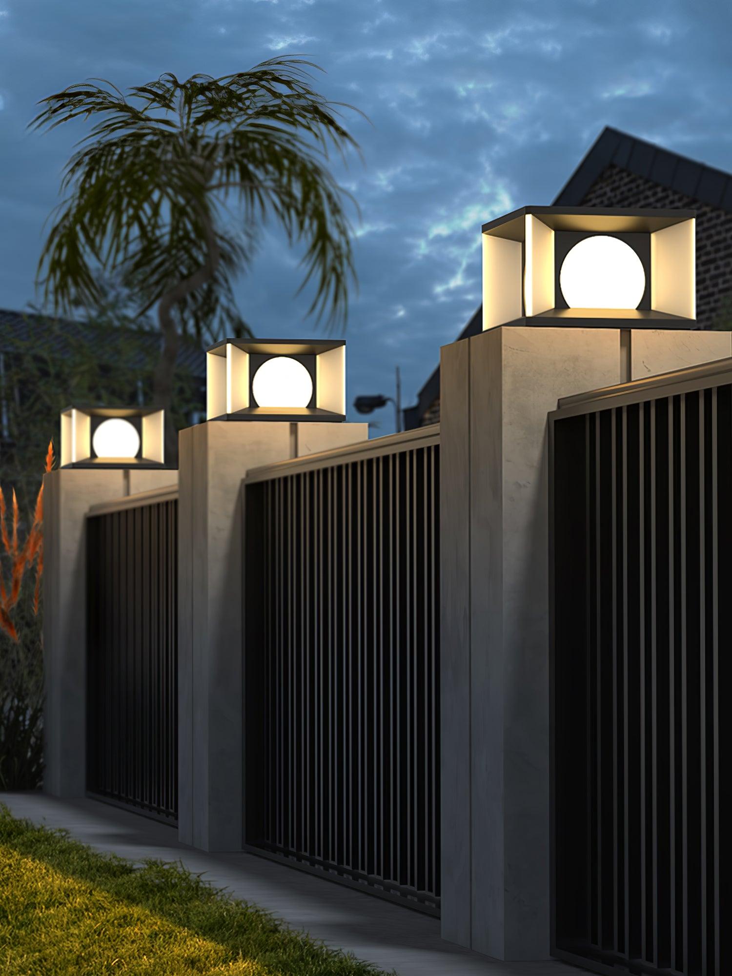 Eclipse Cube Outdoor Post Light - Modern Solar LED Light for Patio, Garden, Pathway & Driveway - Weatherproof & Energy Efficient Landscape Lighting