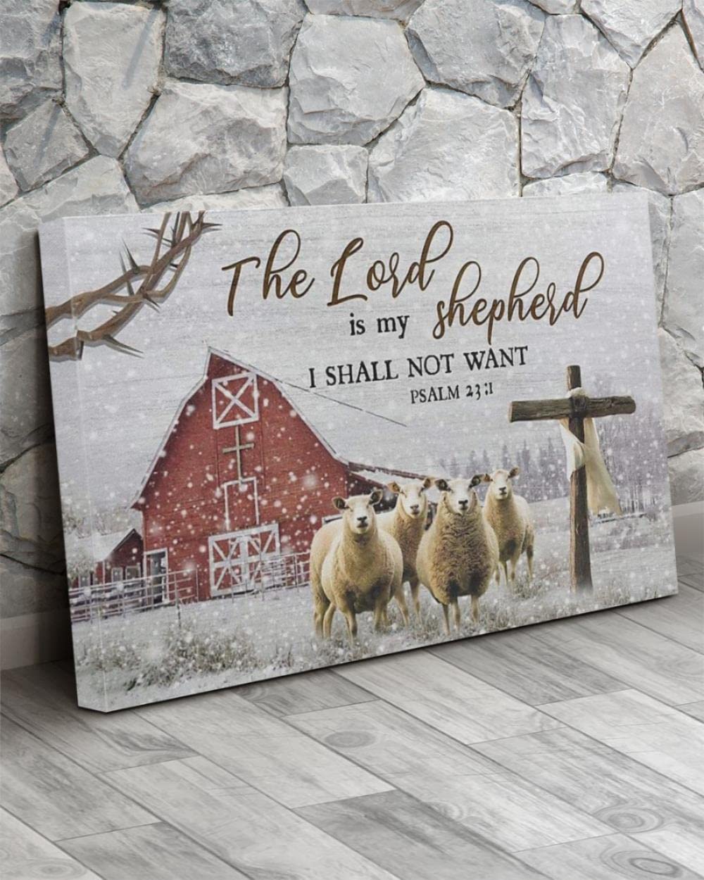 Inspirational Psalm 23:1 Christian Wall Art - 'The Lord Is My Shepherd' Jesus Canvas Print for Christmas Decor, Home & Church