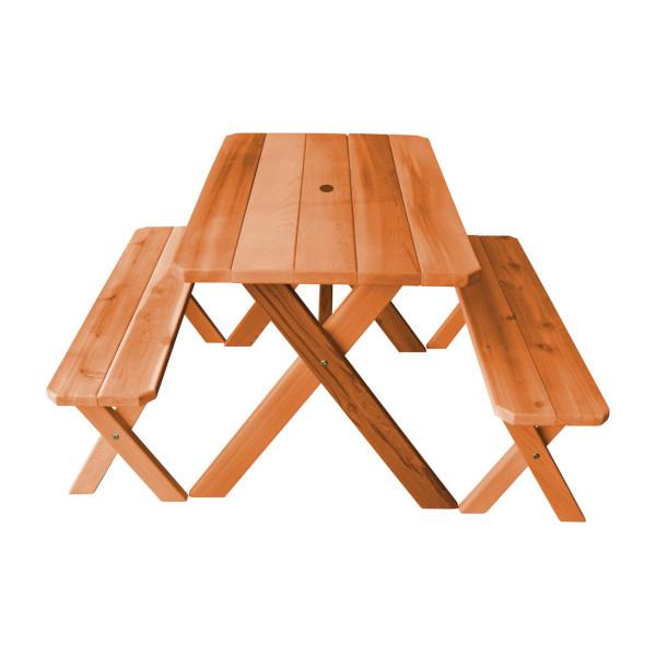 Premium Western Red Cedar Crossleg Picnic Table with 2 Benches - Outdoor Dining Set for Backyard, Garden, Park & Patio - Weather-Resistant Wooden Picnic Furniture for Family Gatherings & Camping