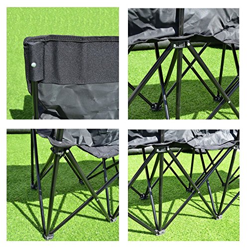 BenefitUSA 4-Seater Portable Folding Sideline Bench - Waterproof Outdoor Sports Team Bench for Football, Soccer & Baseball - Black - Perfect for Games, Practices & Park Outings