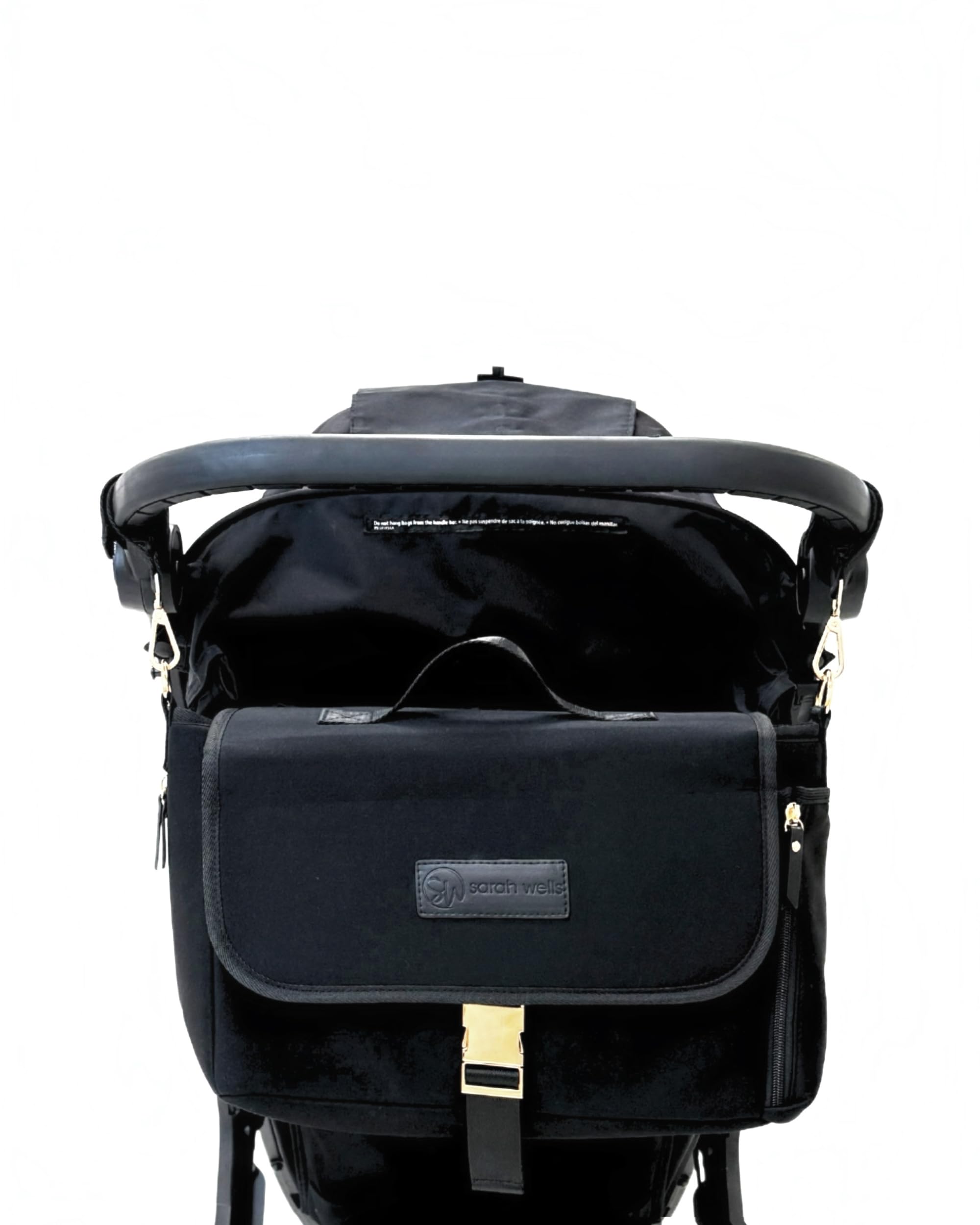 Sarah Wells Maddy Caddy Breast Pump Bag - Insulated Neoprene Diaper Bag with Stroller Caddy, Luggage Sleeve & Adjustable Pockets - Crossbody Pumping Bag for Working Moms (Black XOXO) - Perfect for Office, Travel and On-the-Go Breastfeeding