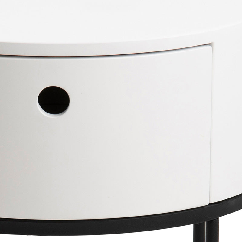 Modern POLON Bedside Table 40cm - White & Black Nightstand with Storage Shelf for Bedroom, Living Room, or Office