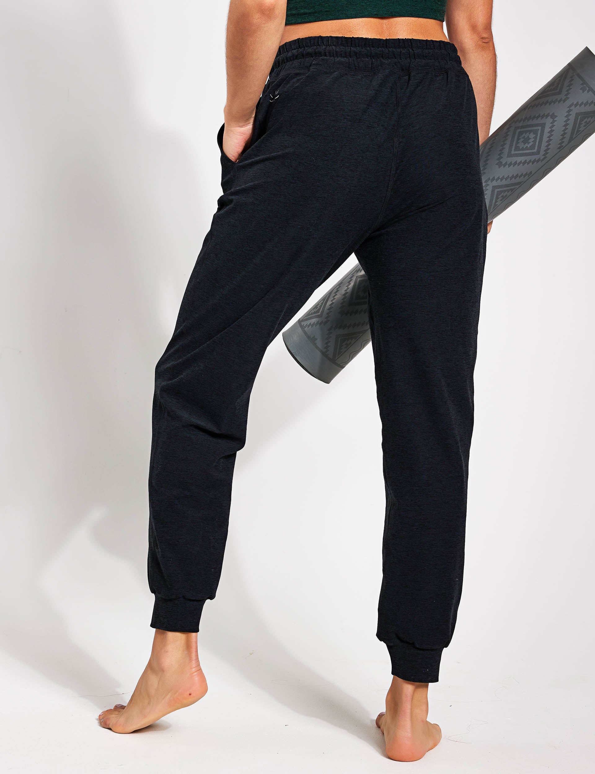 Spacedye Commuter Midi Jogger Pants for Women - Darkest Night Color | Stretchy Comfortable Travel & Lounge Joggers | Perfect for Yoga, Running Errands and Casual Wear