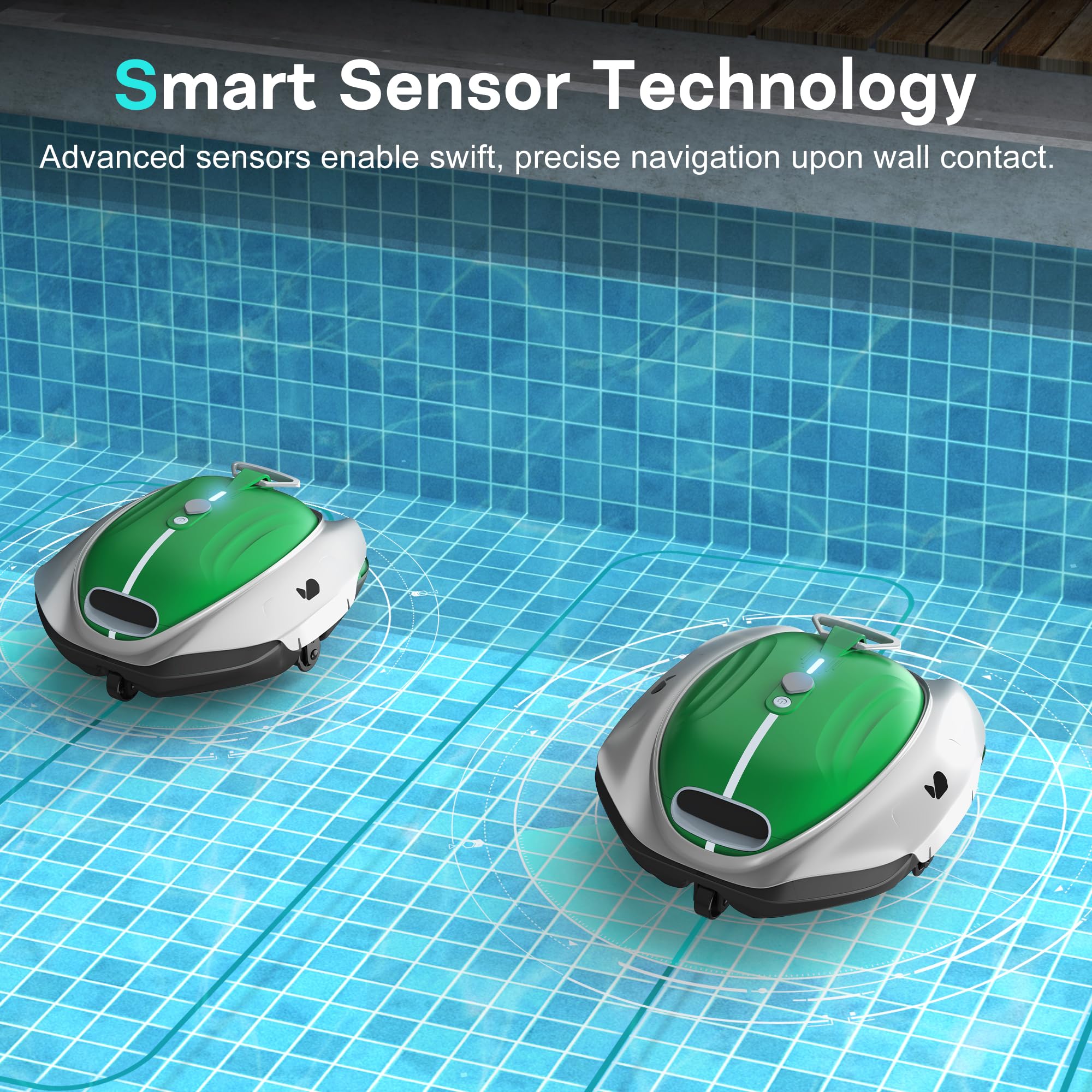 Bubot 300P Cordless Robotic Pool Cleaner - Powerful Suction, Large Capacity, Fast Charging, 90 Min Runtime - Ideal for Above Ground & Flat Pools up to 850 Sq.Ft - Perfect for Inground Pools, Concrete Pools & Vinyl Liner Pools