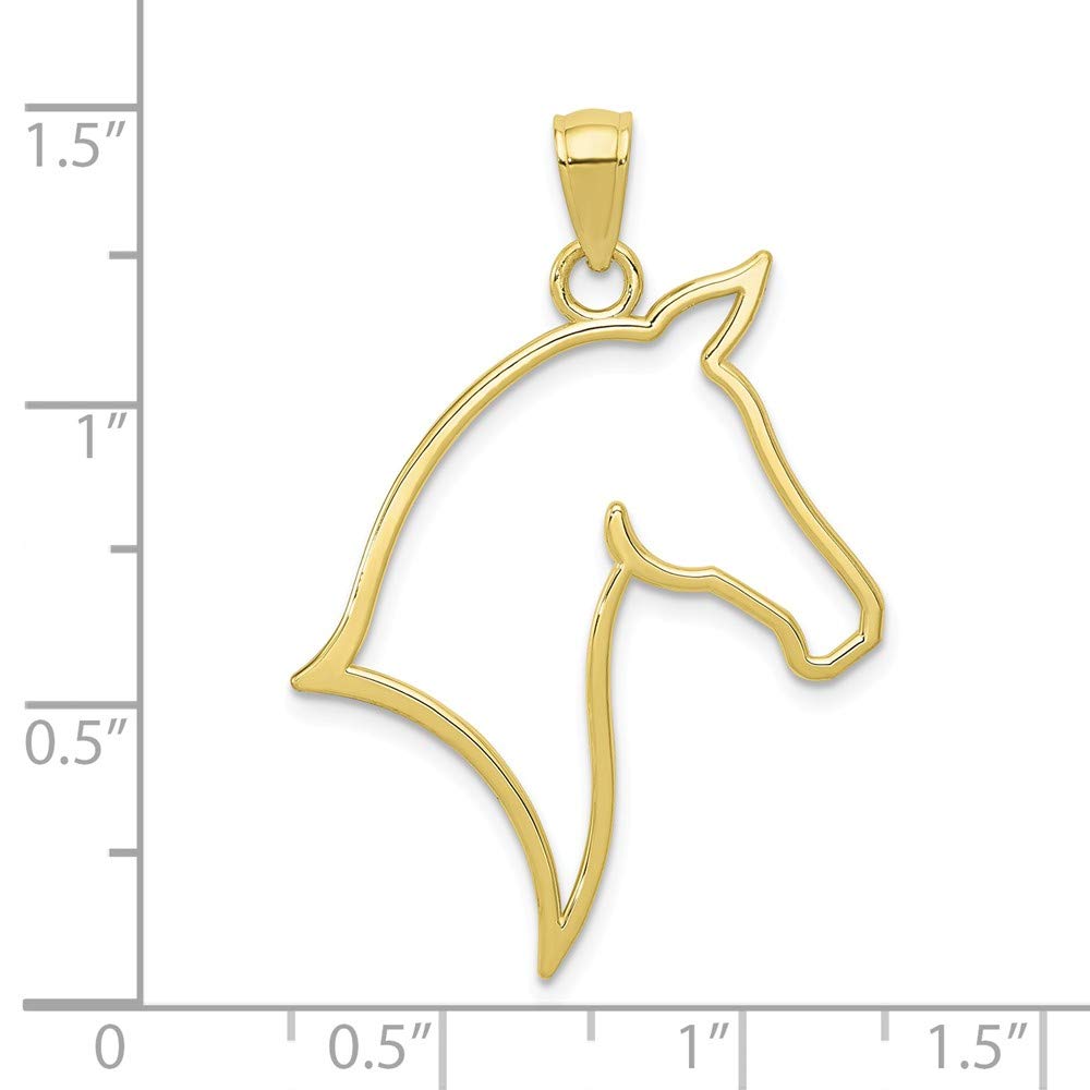 10K Yellow Gold Horse Head Profile Cut Out Pendant Necklace - Elegant Animal Jewelry for Women - Perfect for Gifts, Parties & Everyday Wear
